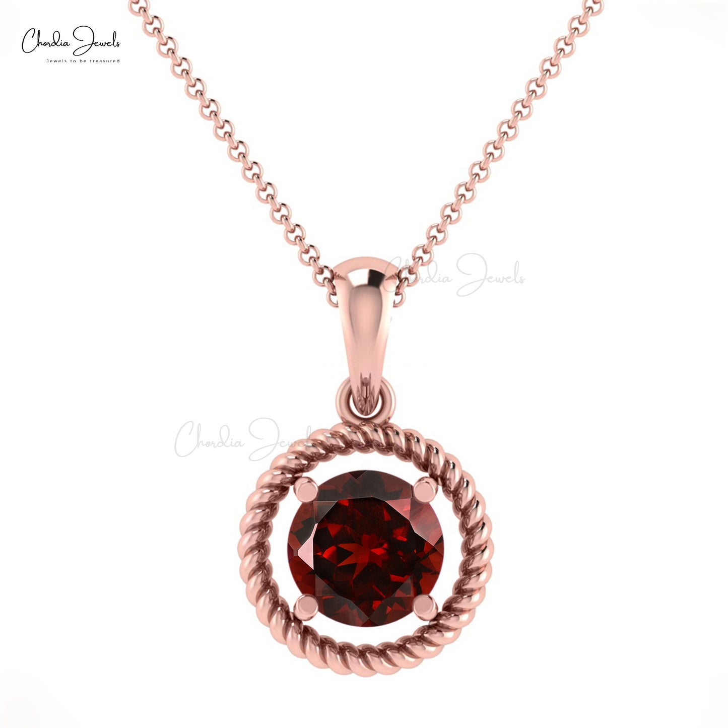 Natural Garnet Spiral Pendant