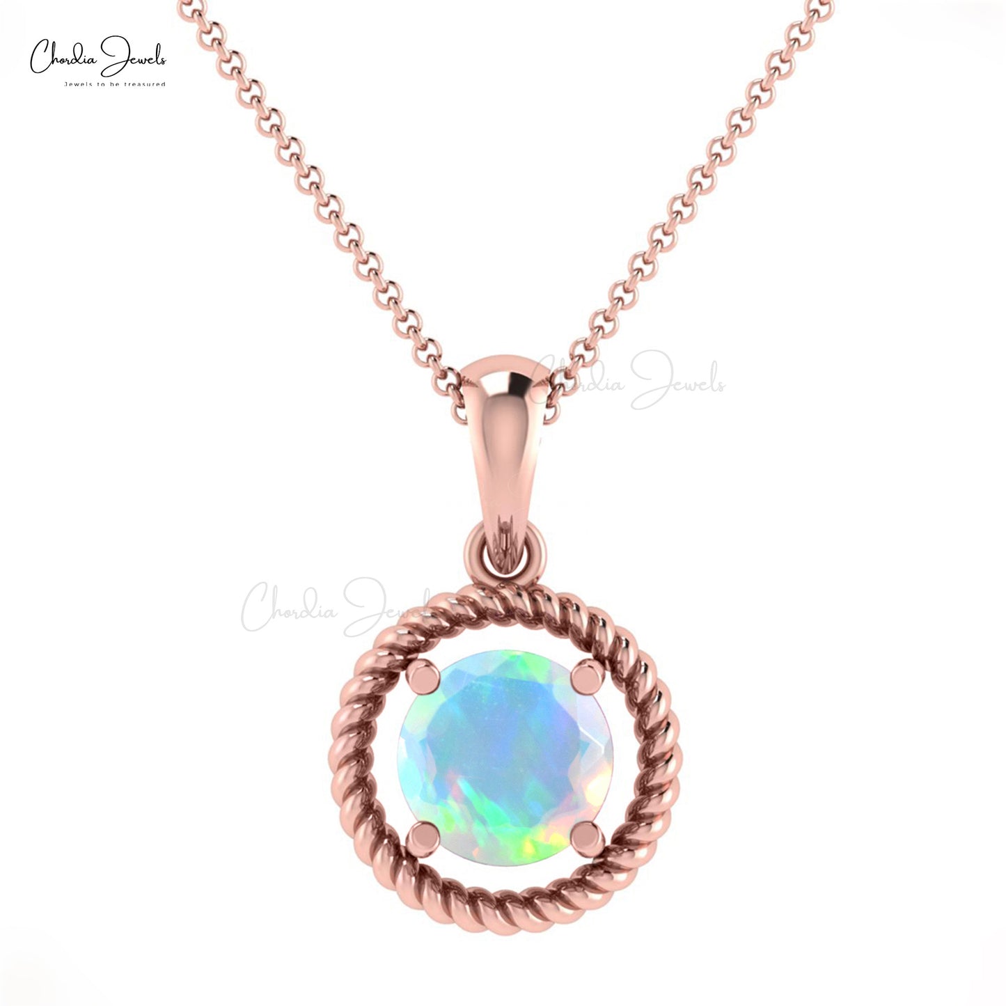 Top Quality Unique Spiral Shape Pendent Necklace with Natural Fire Opal Gemstone 14k Solid Gold Pendant Hallmarked Jewelry For Engagement Gift