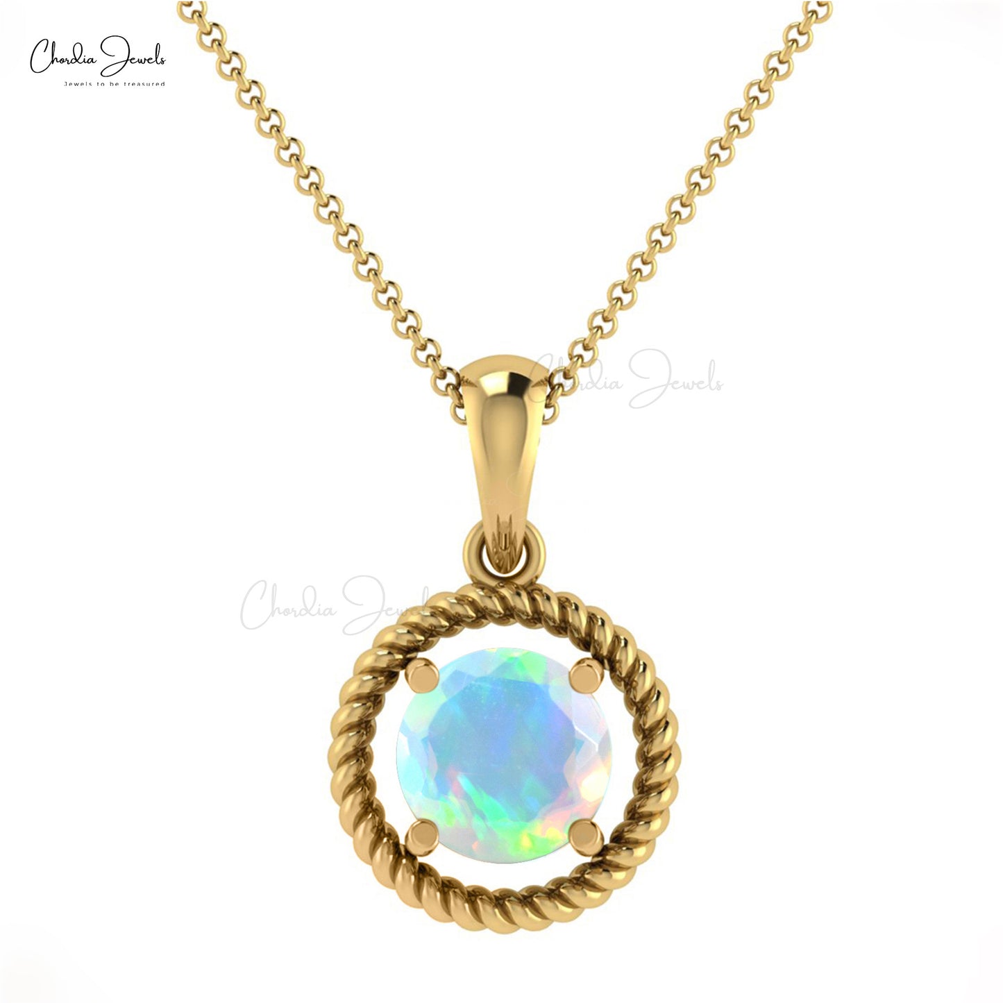 Top Quality Unique Spiral Shape Pendent Necklace with Natural Fire Opal Gemstone 14k Solid Gold Pendant Hallmarked Jewelry For Engagement Gift