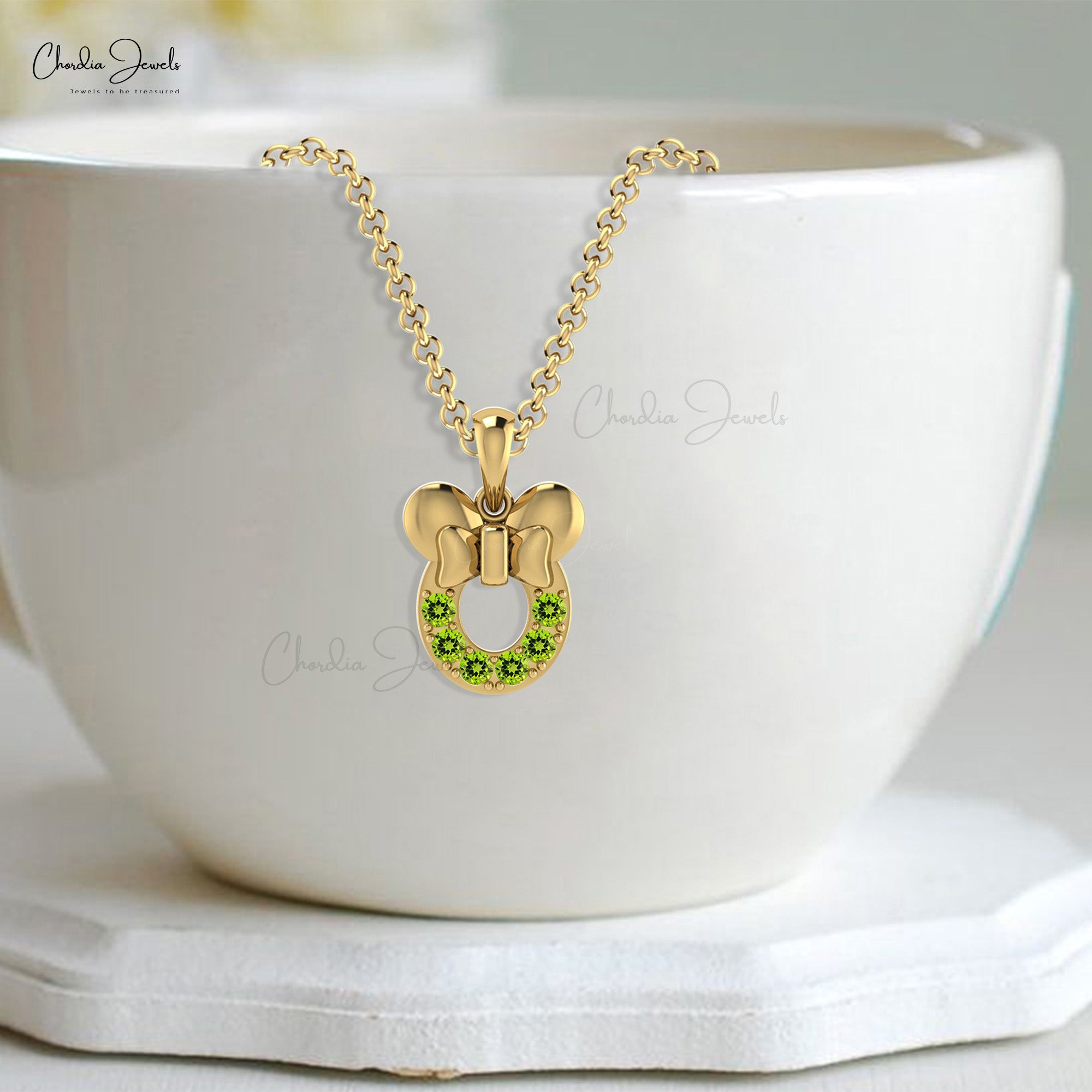 Exquisite Cartoon Dainty Disney Pendant Necklace Pendant Authentic Green  Peridot Mickey Mouse Pendant in 14k Solid Gold Birthday Gift For Daughter