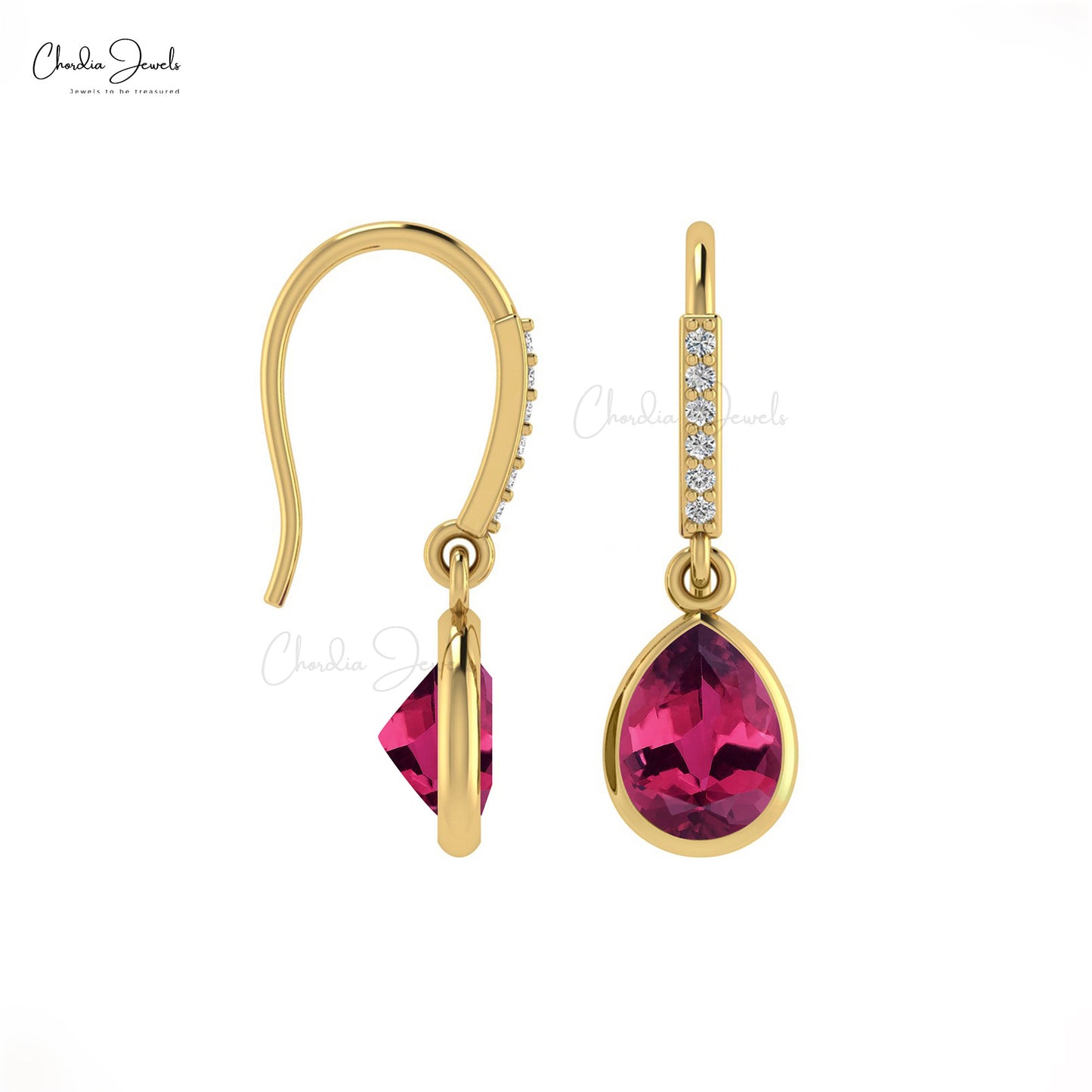 Pink Tourmaline Dangle Drop Earrings
