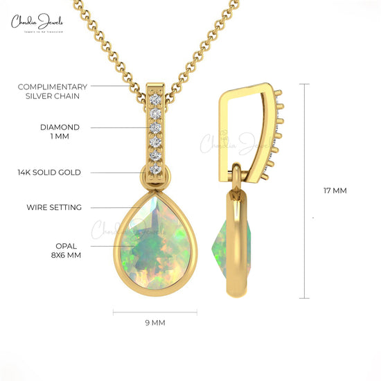 Load image into Gallery viewer, High Class Round Diamond &amp;amp; Opal Drop Pendant 14K Gold Necklace
