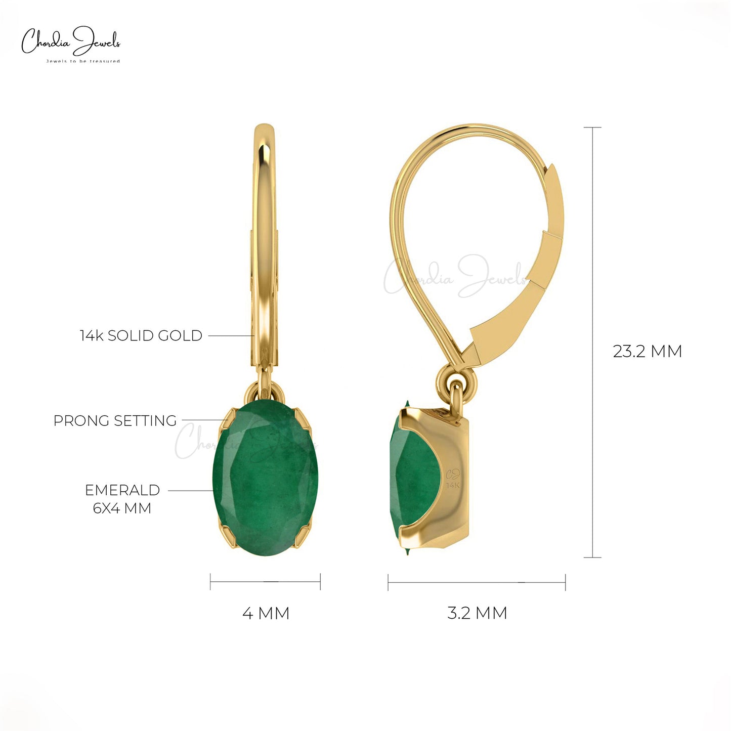 emerald dangling earrings