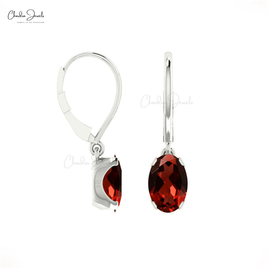 Red Garnet January Birthstone Dangling Earrings In 14k Gold