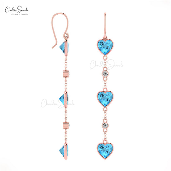 Load image into Gallery viewer, Unique Swiss Blue Topaz Drop Dangle Earring with 14k Gold Ear Wire
