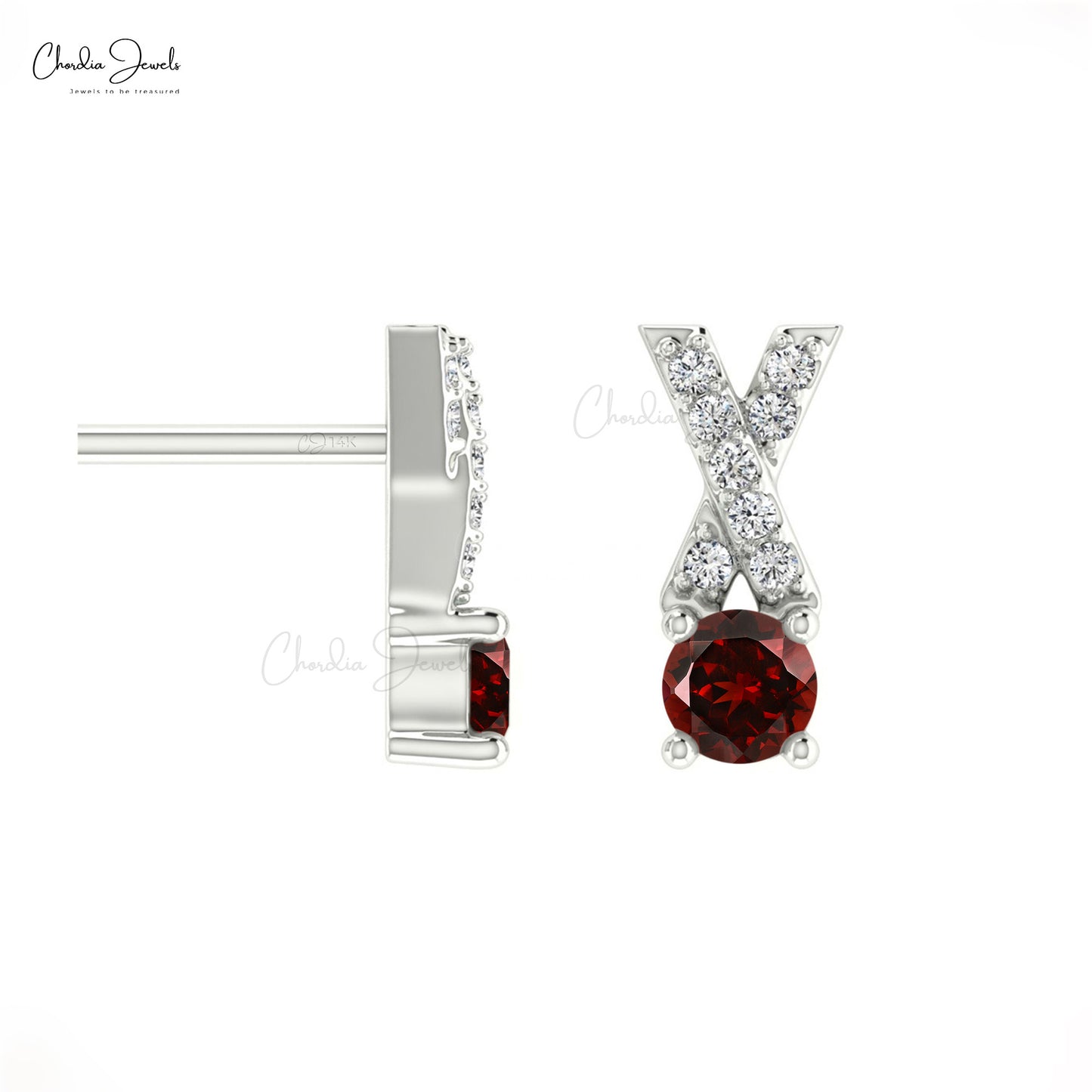 Garnet Stud Earring For Women