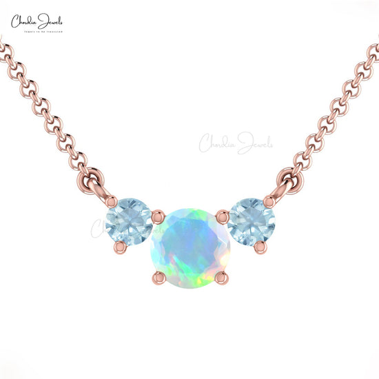 Opal & Diamond Pendant Necklace in 9ct Gold | Ruby & Oscar
