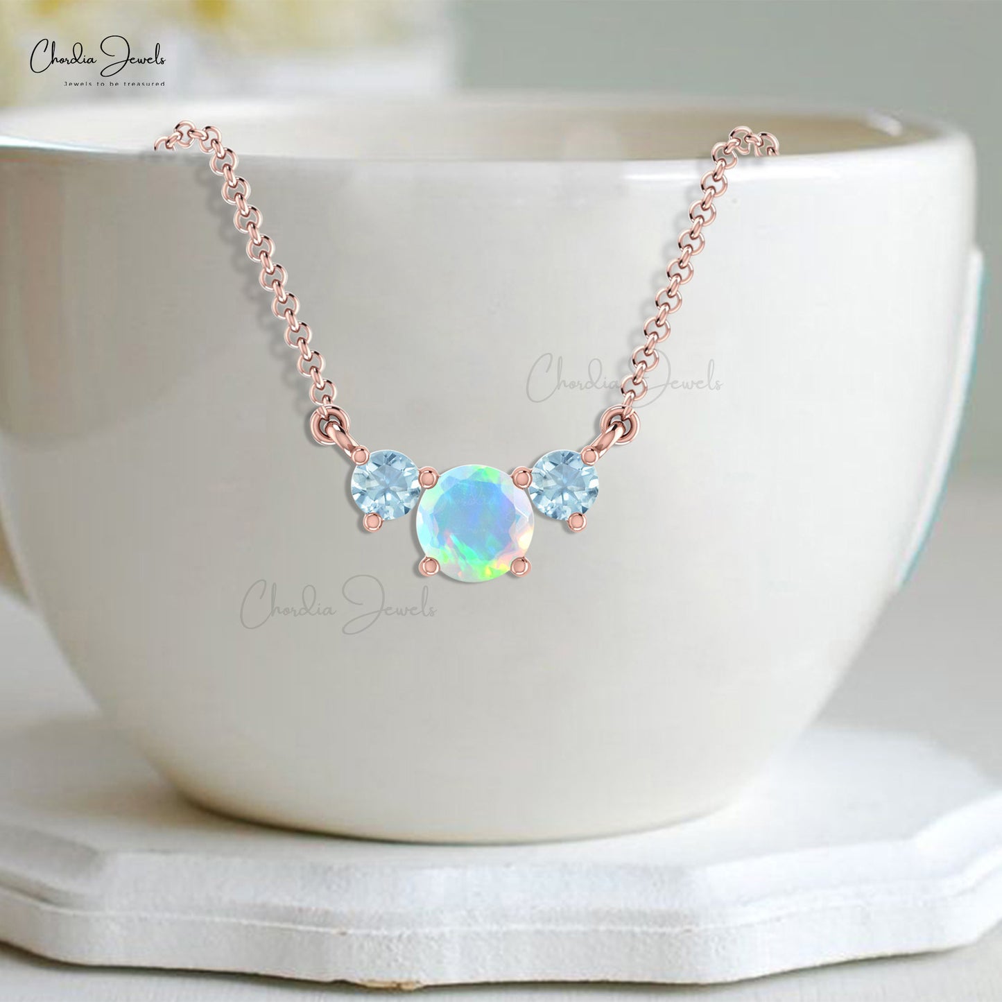 Orla Cluster Opal with Sapphire Pendant Yellow Gold - Bario Neal