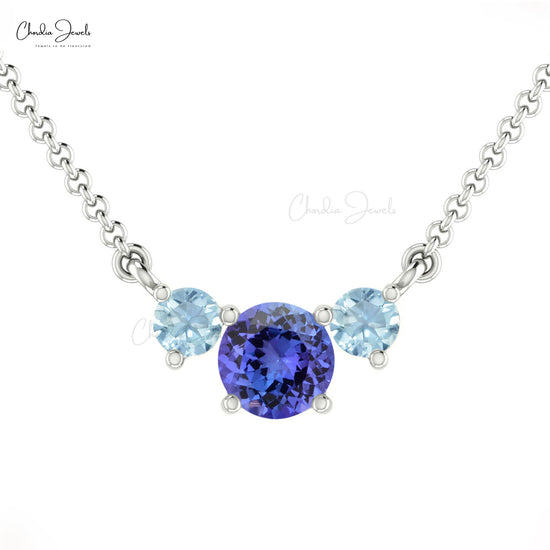 Three Stone Tanzanite Necklace