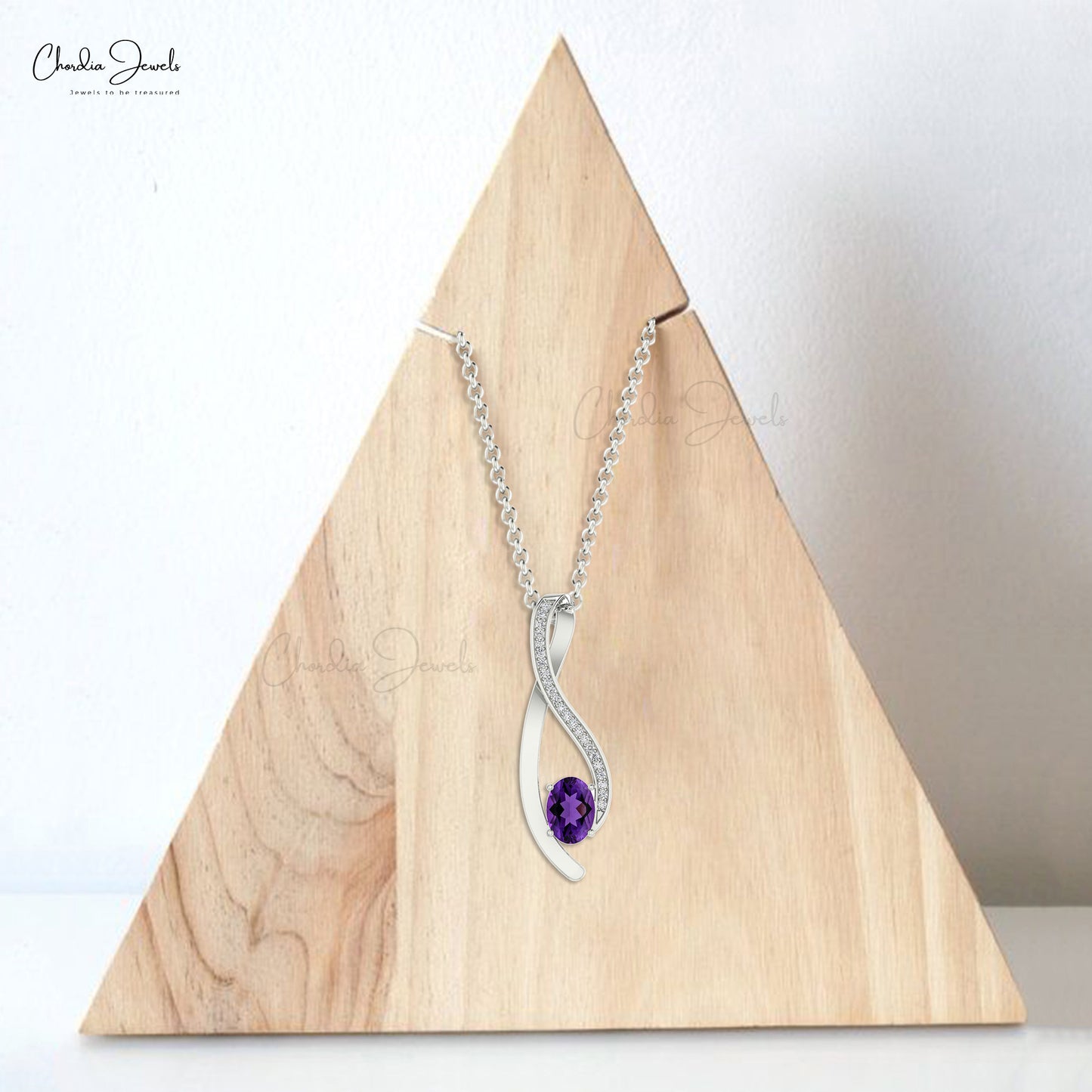 Gemstone Overlay Charm With 0.44 Ct Amethyst And Diamond Accents in 14k Real Gold Pendant
