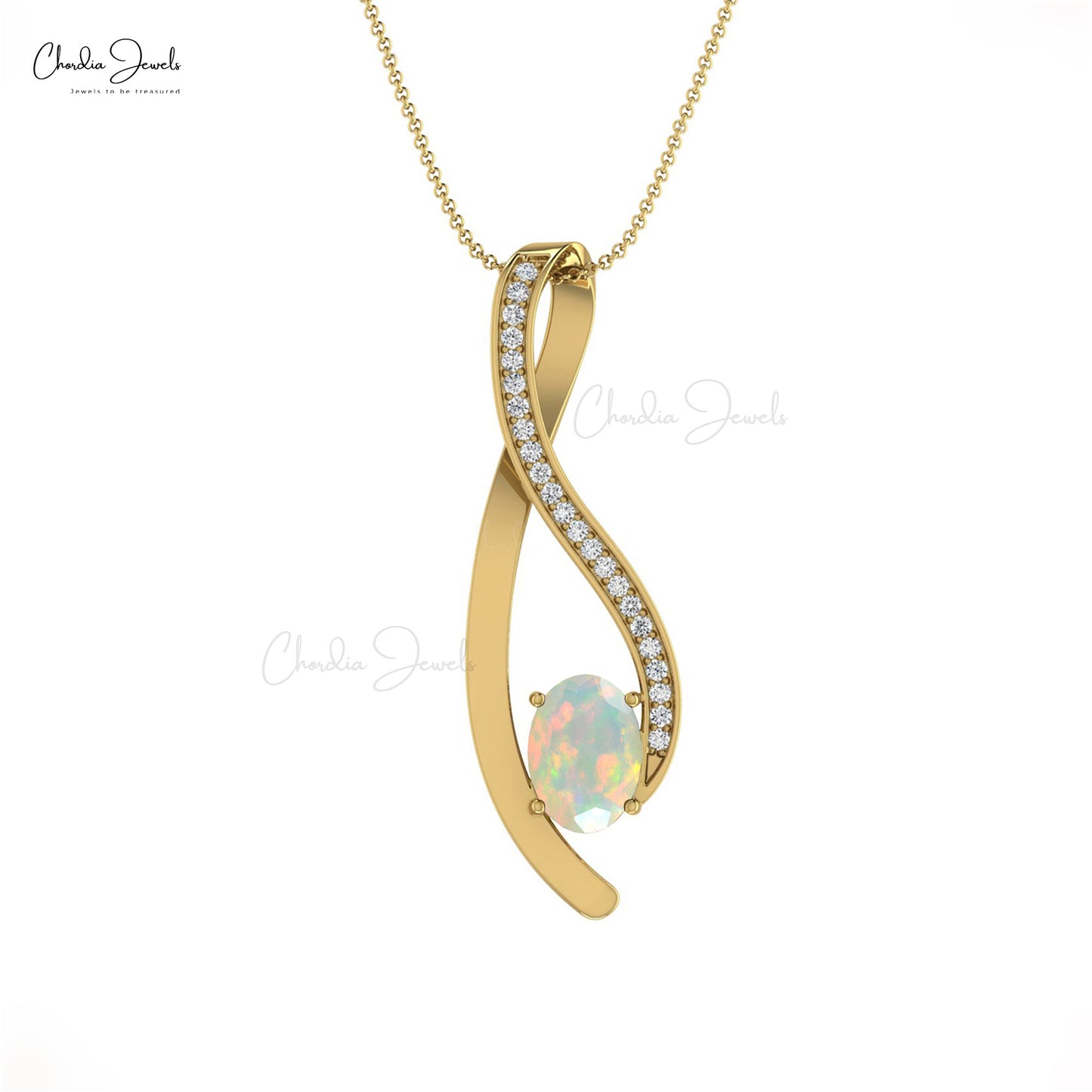 White Diamond and Euthopian Opal Pendant