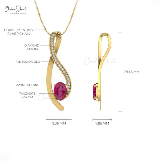 Load image into Gallery viewer, High Class 14K Gold Pink Tourmaline &amp;amp; White Diamond Curve Pendant
