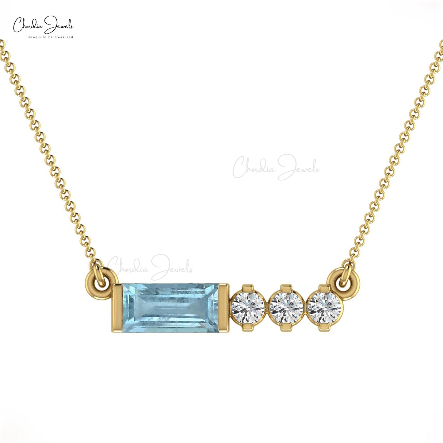 Load image into Gallery viewer, High Class 14K Gold Baguette Aquamarine &amp;amp; Diamond Necklace
