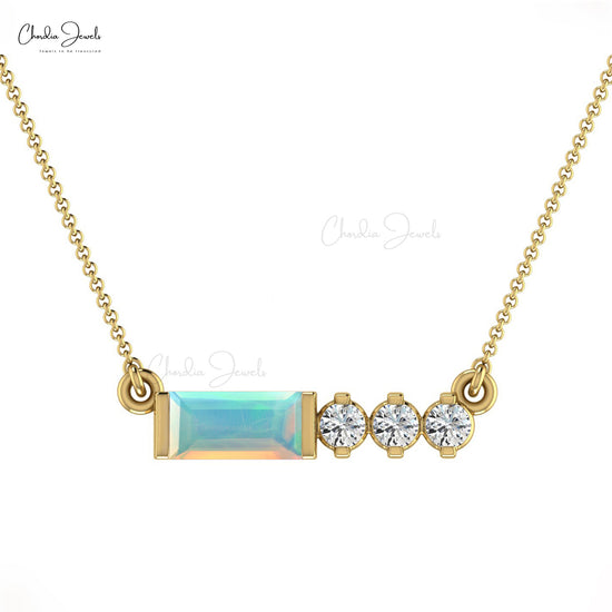 Load image into Gallery viewer, Genuine 14K Gold Opal &amp;amp; Round Diamond Necklace October Birthstone
