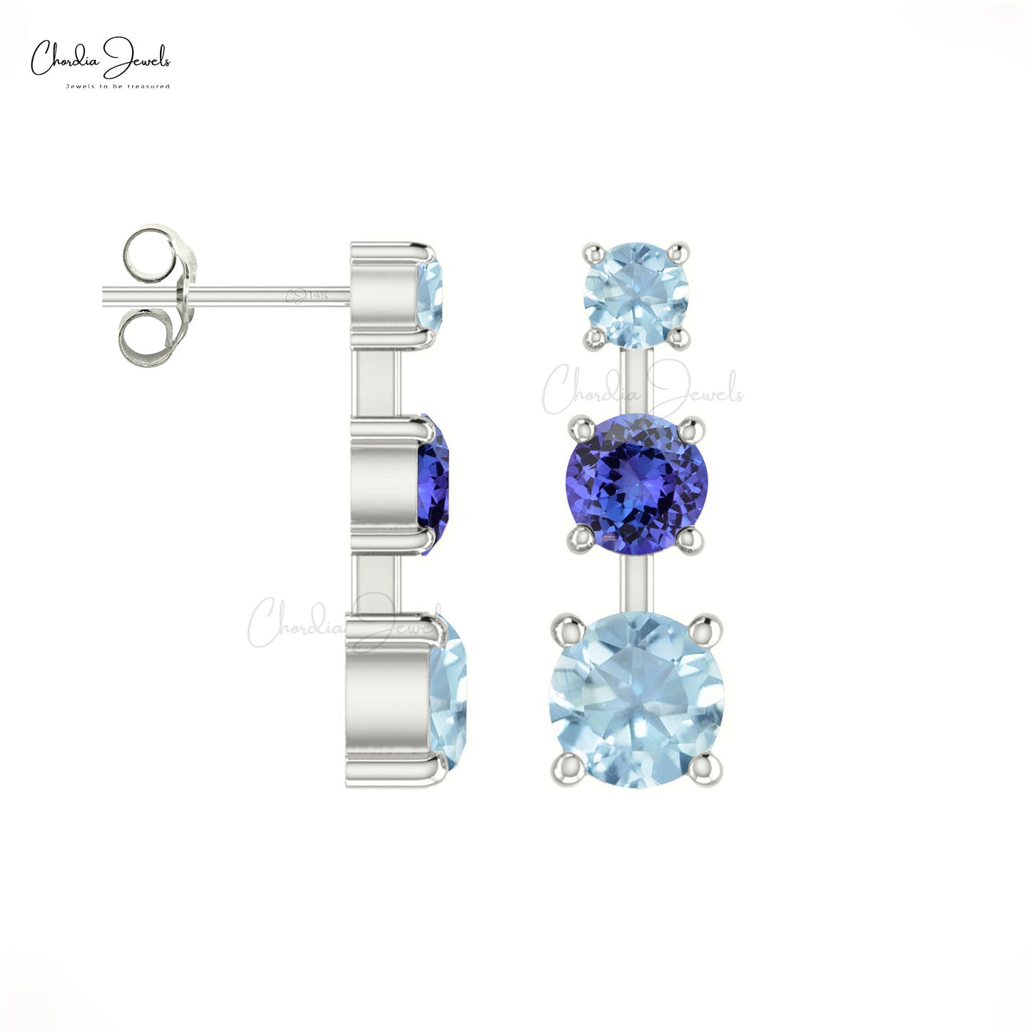 Buy AAA Tanzanite & Aquamarine Earrings