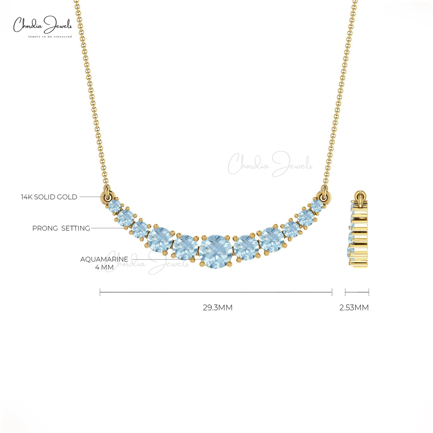 Shop 14k Solid Gold Aquamarine Statement Necklace By Chordia Jewels