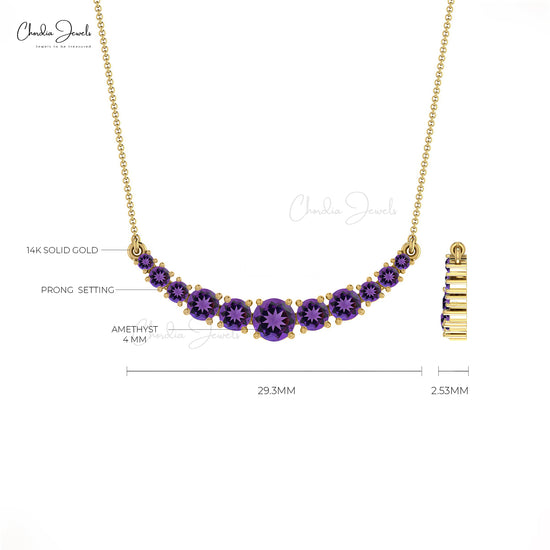 Load image into Gallery viewer, Natural Amethyst Statement Necklace, 14k Solid Gold Necklace, 0.86 Carat February Birthstone Necklace Gift for Her
