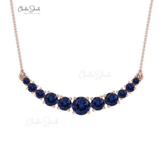 Sapphire and diamond necklace in 14k white gold | KLENOTA