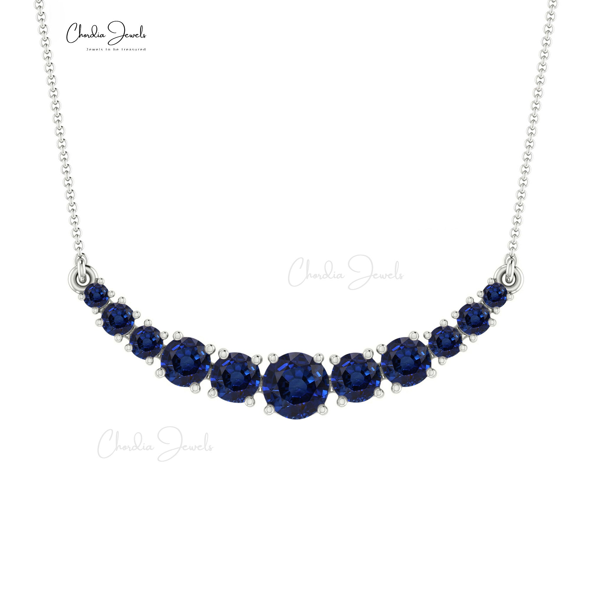 Blue and White Sapphire Tennis Necklace – Designs By Gisela Clemens
