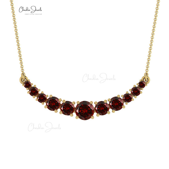 Natural Garnet Necklace in 14k Gold For Women
