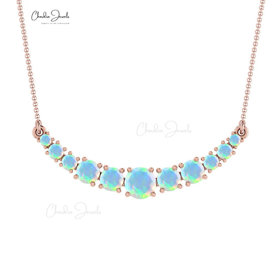 Solid 14k Gold Opal Gemstone Statement Necklace For Mother