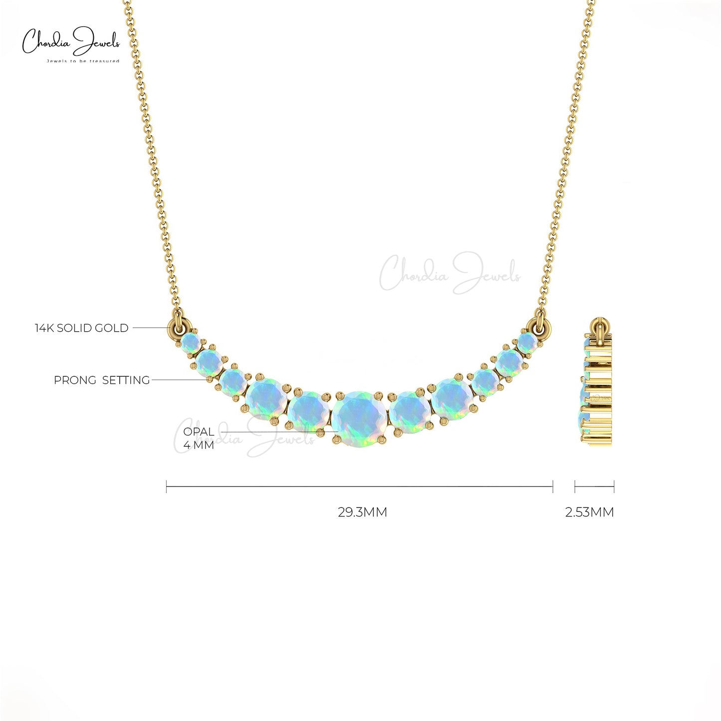 Load image into Gallery viewer, 14k Solid Gold Round Gemstone Necklace, 0.66 Carat Natural Ethiopian Opal Necklace, October Birthstone Handmade Necklace Gift for Her
