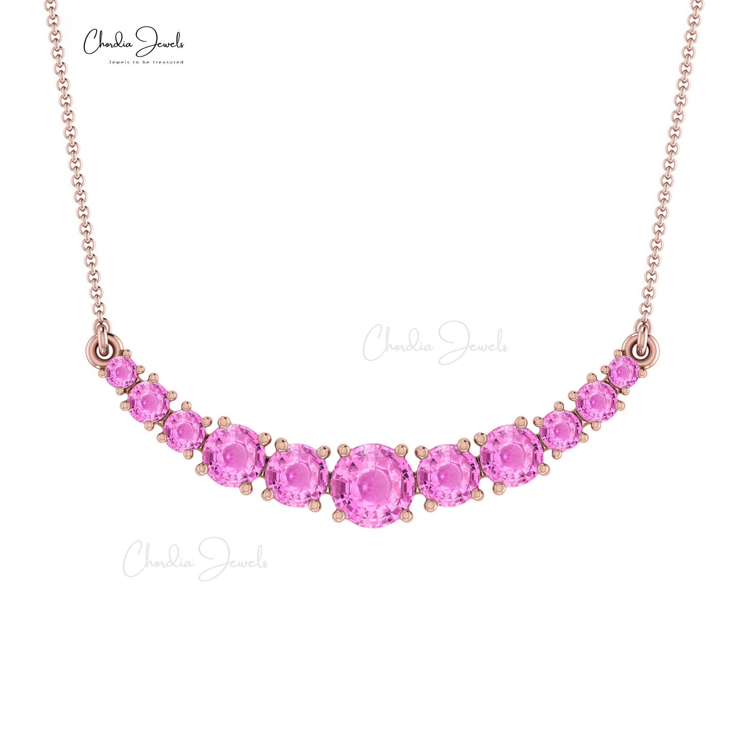 Natural Pink Sapphire Necklace, 1.19 Carat Round Faceted Gemstone Neck