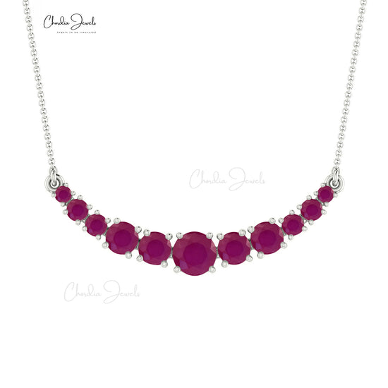 Ruby & Diamond Tennis Necklace in 18K White Gold | New York Jewelers Chicago