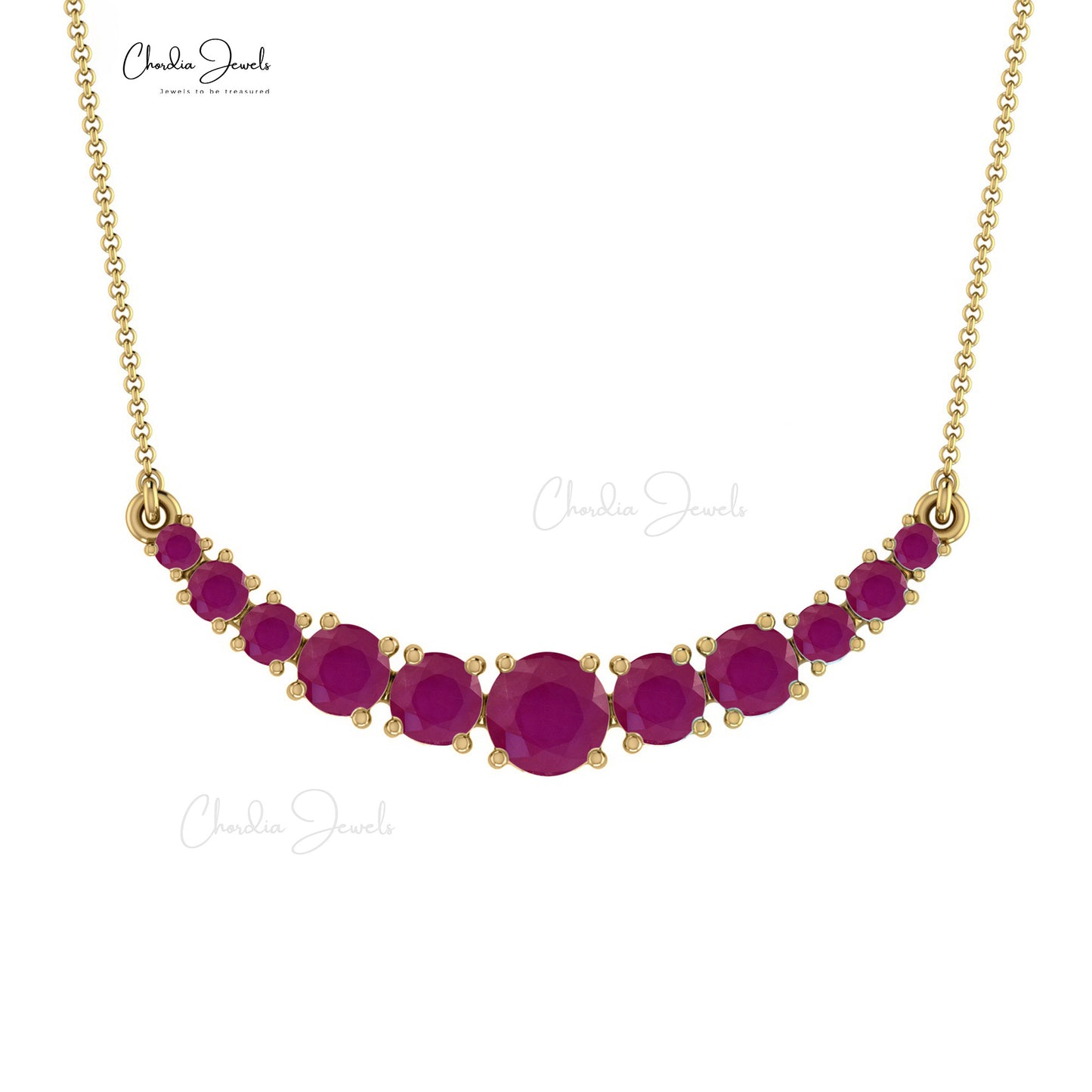 Natural Ruby Necklace, 14k Solid Gold Statement Necklace