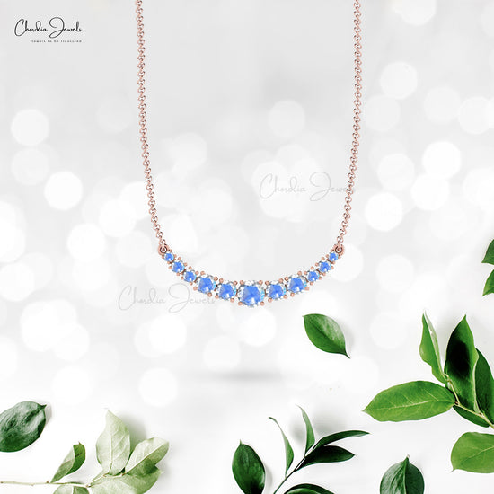 Solid 14k Gold Statement Necklace With 4mm Round Moonstone Necklaces For Her