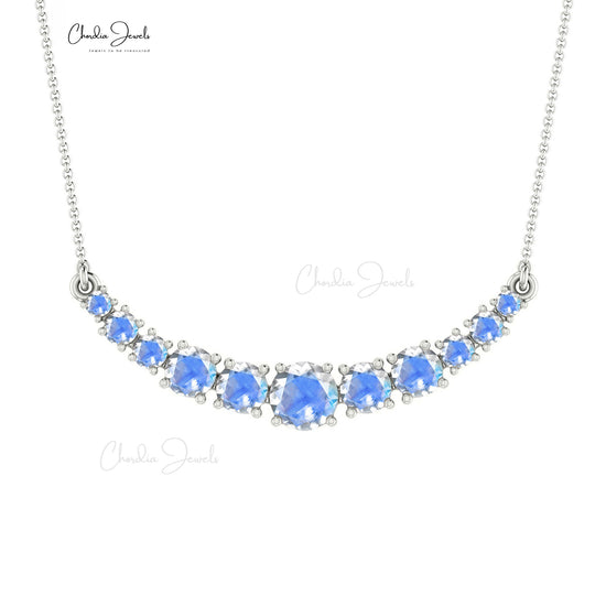 Solid 14k Gold Statement Necklace With 4mm Round Moonstone Necklaces For Her