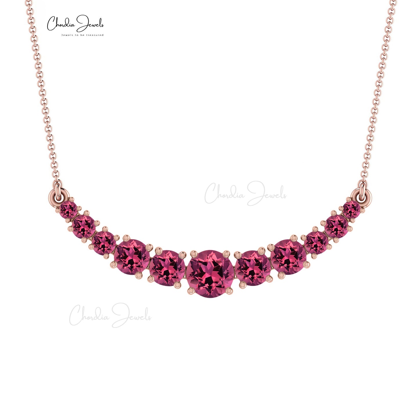 1.19 Carat Natural Pink Tourmaline Necklace, 14k Solid Gold Gemstone Necklace, October Birthstone Handmade Necklace Gift for Her