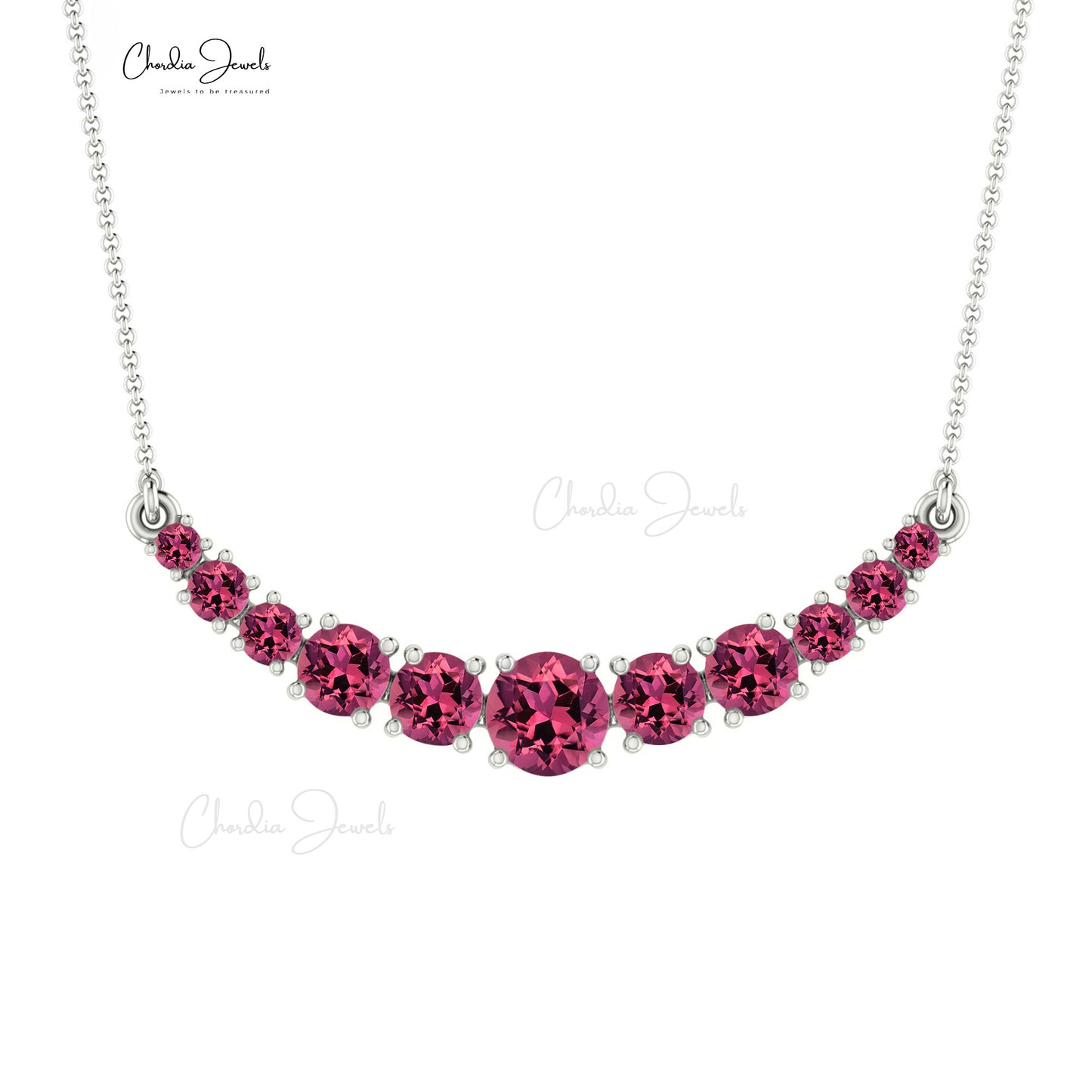 Statement Necklace With Natural 1.2ct Pink Tourmaline 14k Solid Gold Prong Set Handcrafted Necklace