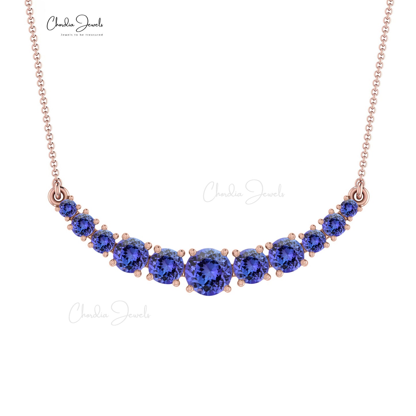Real 14k Gold December Birthstone Statement Necklace For Her Natural Tanzanite 0.87 Ct 4-Prong Set Gemstone Light Weight Jewelry