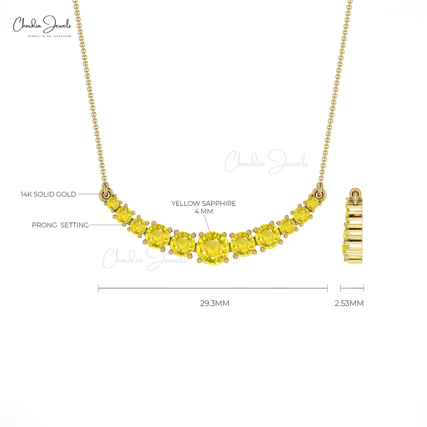 Load image into Gallery viewer, 14k Solid Gold Statement Necklace, Natural Yellow Sapphire Necklace, 1.19 Carat Round Faceted September Birthstone Necklace, Wedding Necklace Gift for Her
