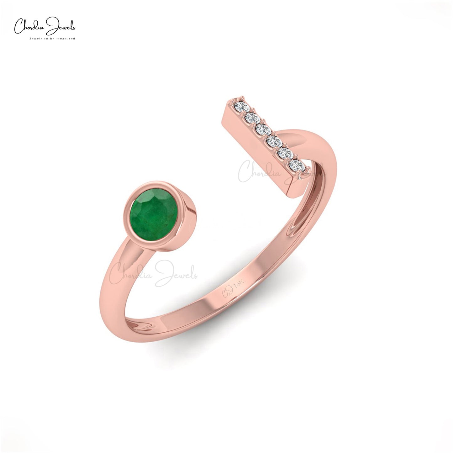Elevate your elegance with this emerald diamond bar ring.