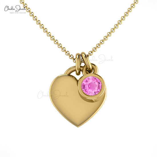 9CT GOLD SOLID HEART SHAPED DISC PENDANT WITH 18