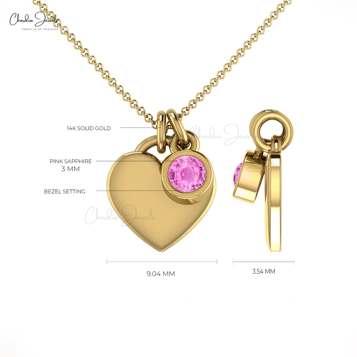9ct Gold Heart Pendant Necklace - 42cm Length - Necklace/Chain - Jewellery