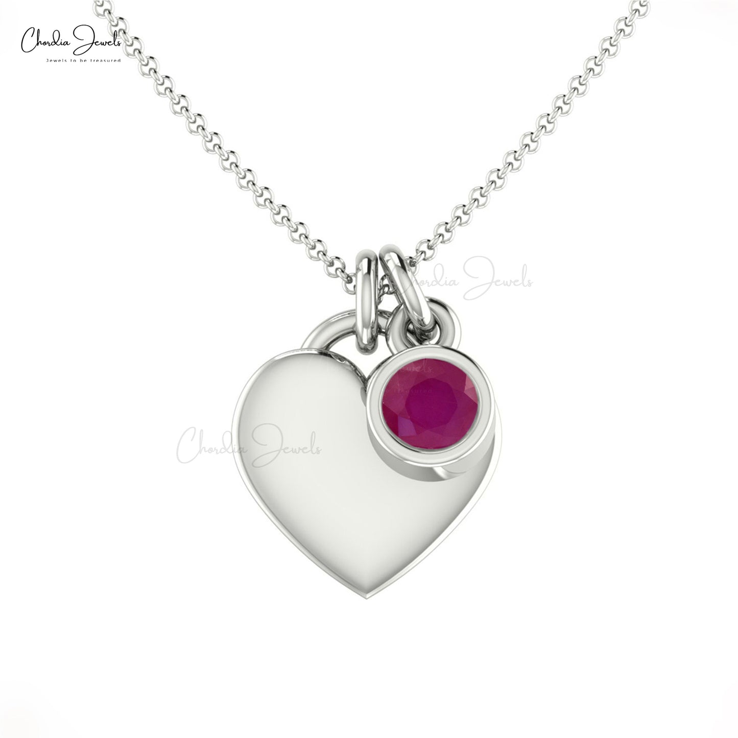 Burmese 0.1ct Ruby Gemstone Necklace 14k Real Gold Heart Shaped Necklace For Anniversary 