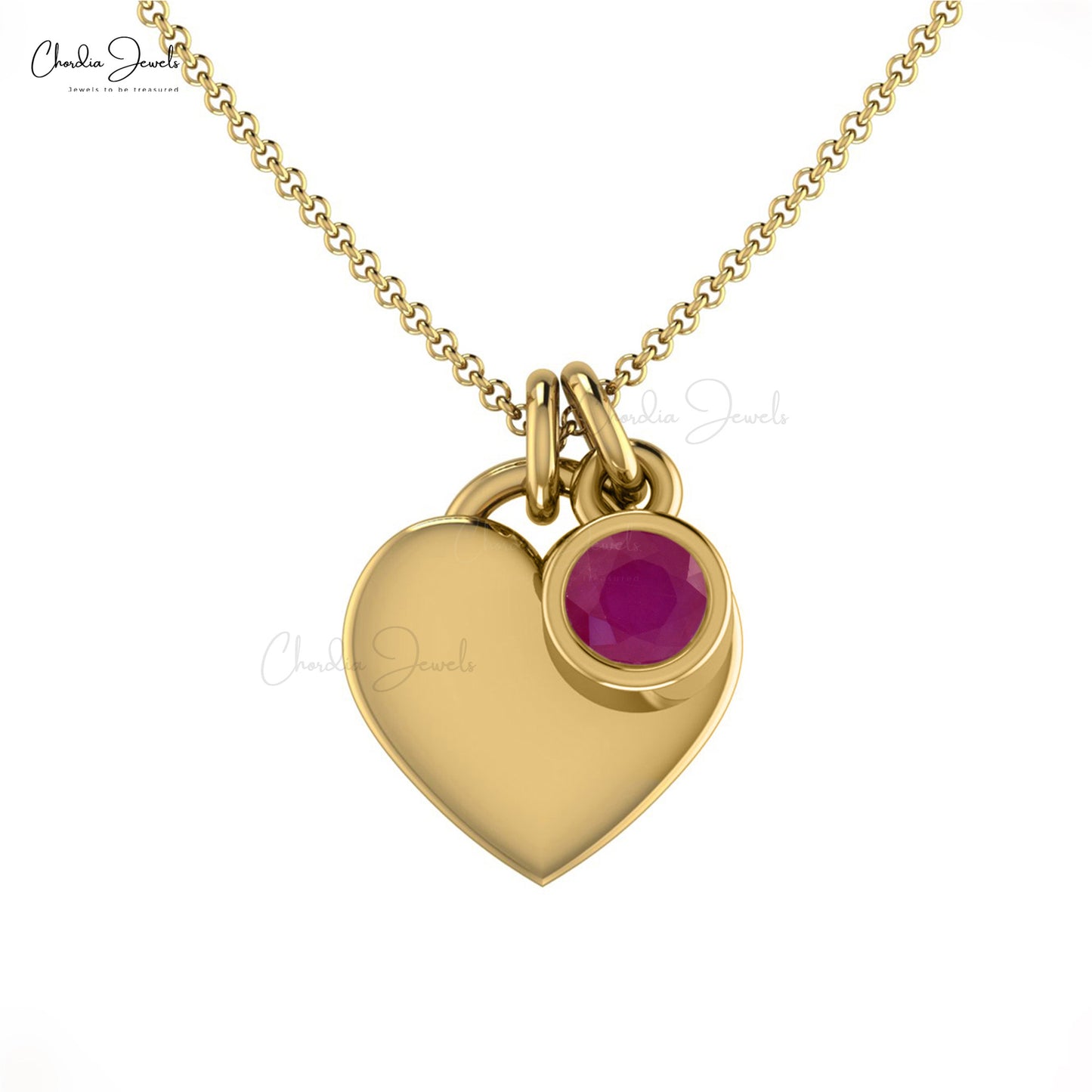 Burmese 0.1ct Ruby Gemstone Necklace 14k Real Gold Heart Shaped Necklace For Anniversary 