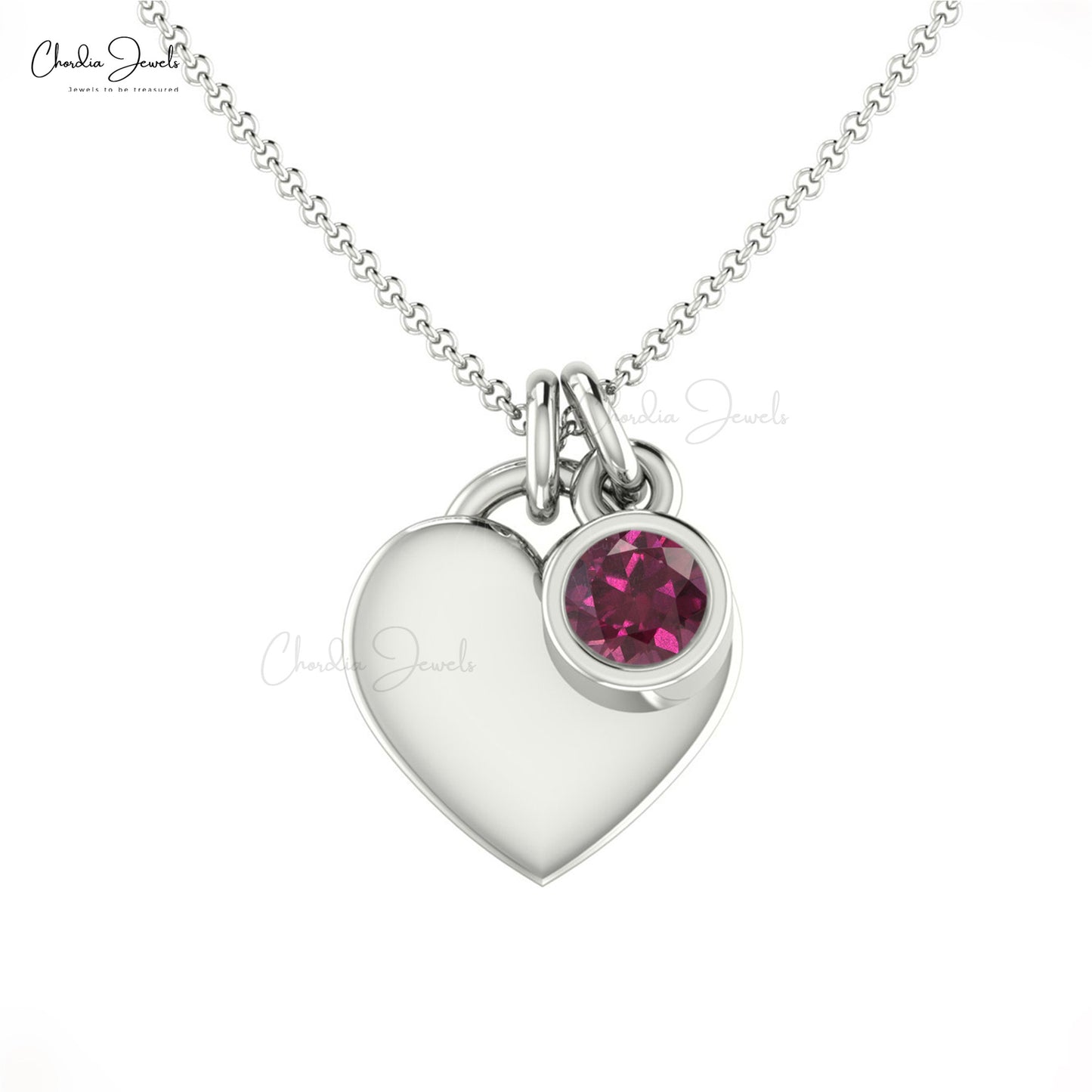 Rhodolite Garnet Heart Necklace
