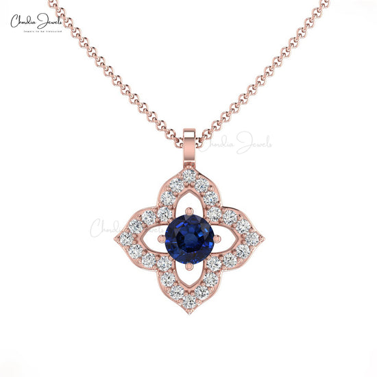 Pear Blue Sapphire & Diamond Necklace