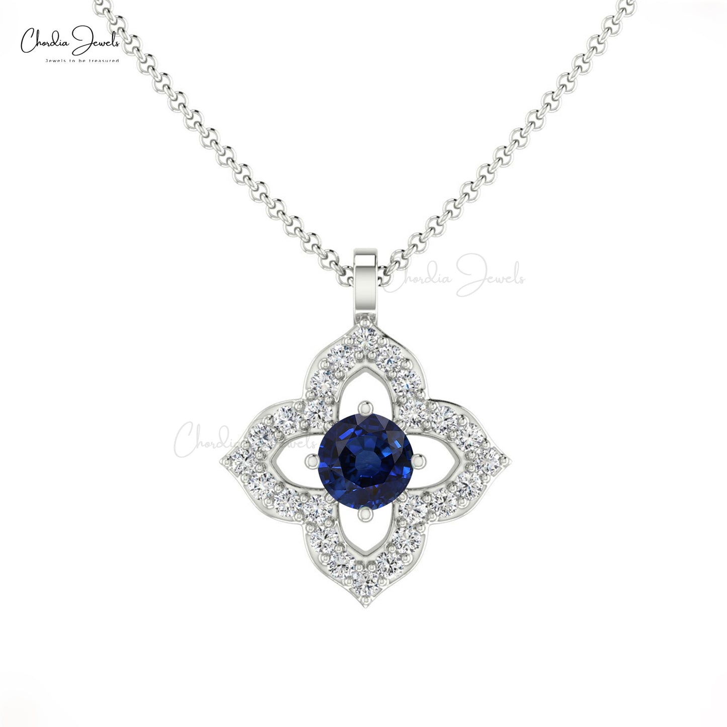 Blue Sapphire and Diamond Pendant