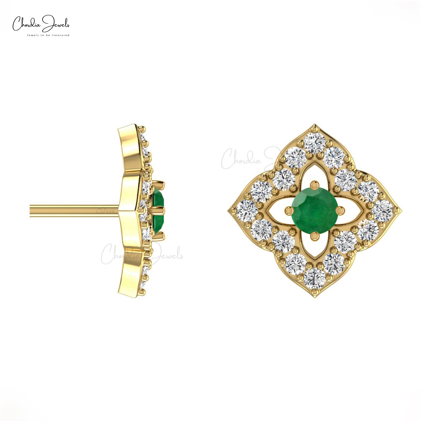 Make a statement with these emerald floral earrings.