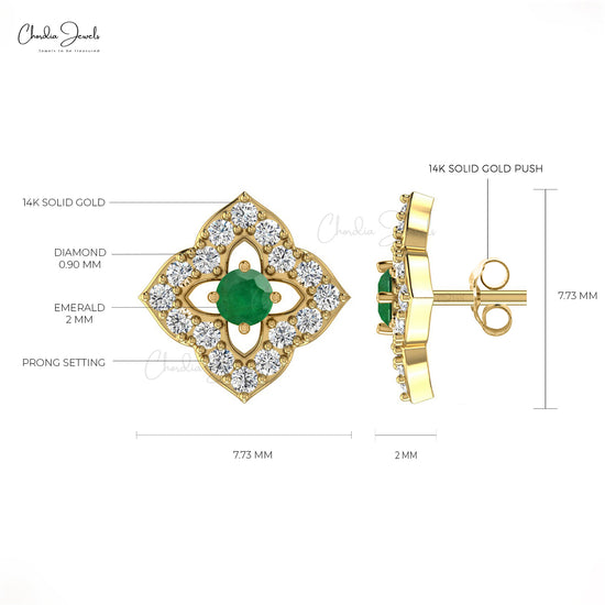 Elevate your elegance with our emerald and diamond studs