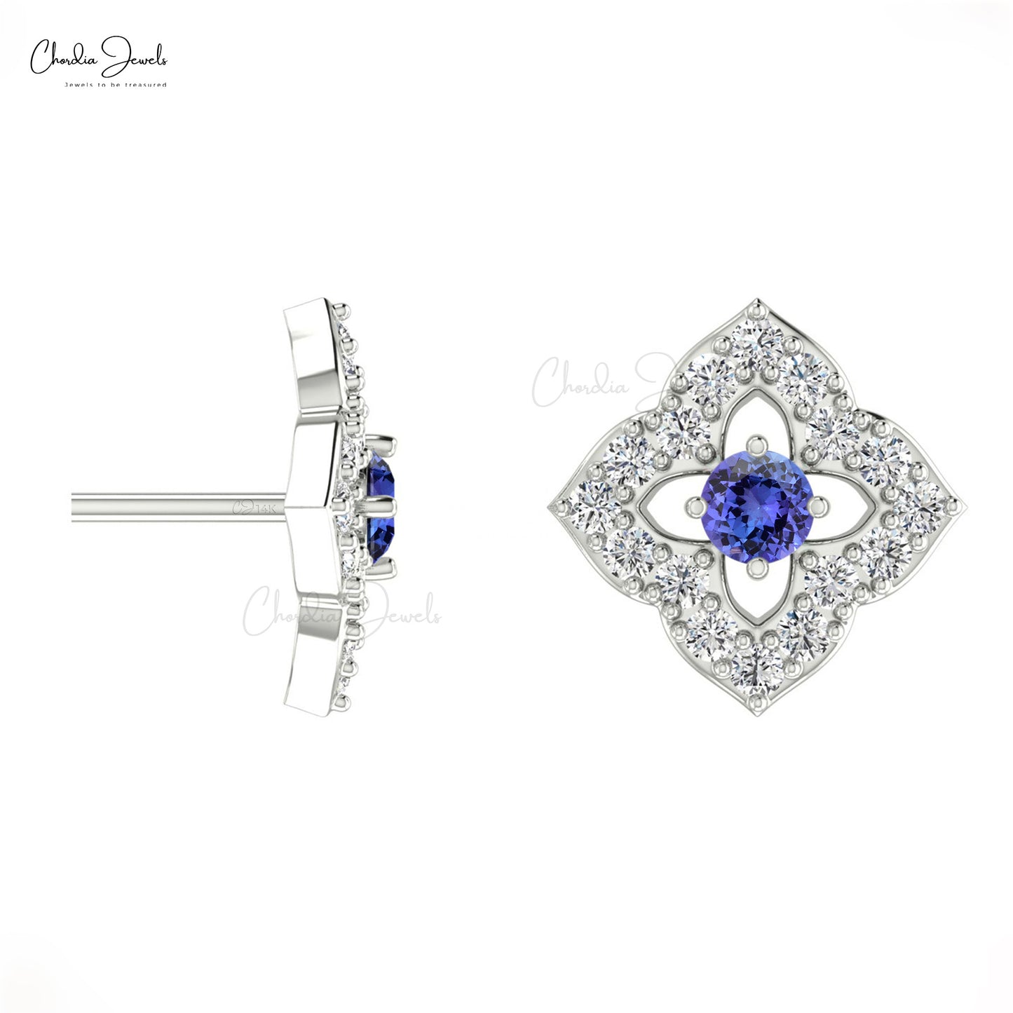 Shop tanzanite floral studs