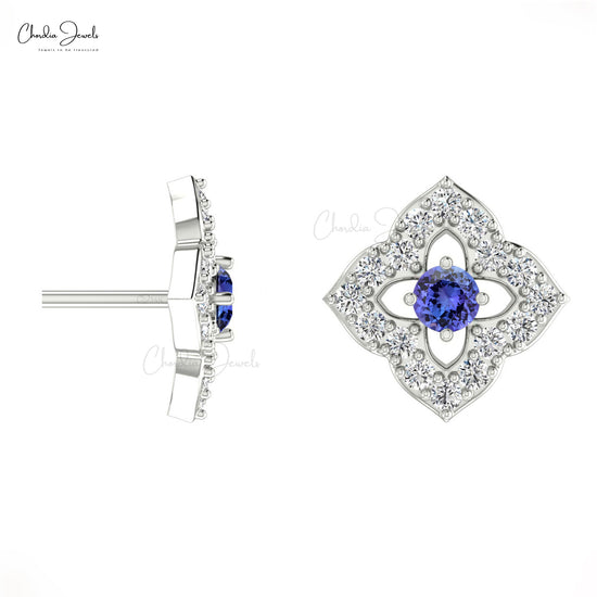 tanzanite floral studs