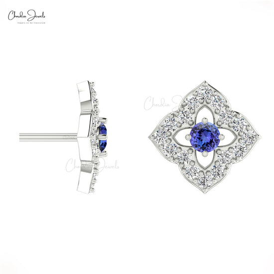 Load image into Gallery viewer, tanzanite floral studs
