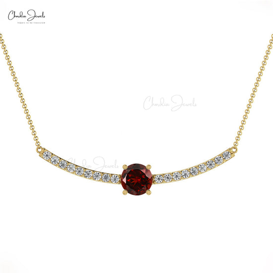 Load image into Gallery viewer, Natural Garnet Necklace in 14k Solid Gold Diamond Necklace
