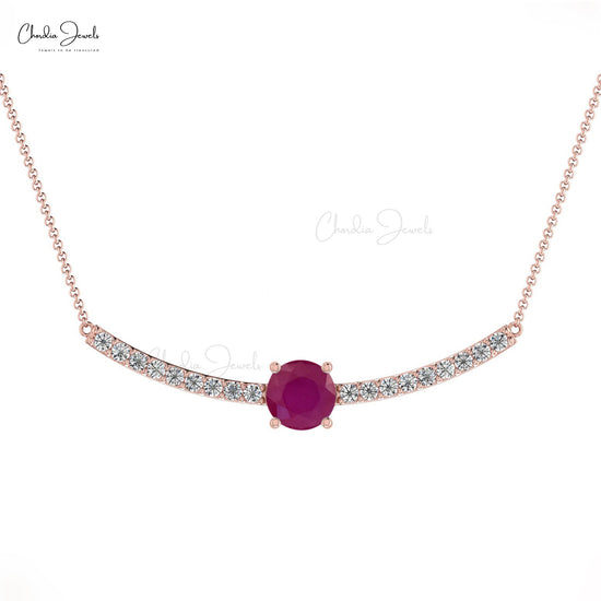 Statement Ruby & Diamond 14K Gold Birthstone Necklace For Her